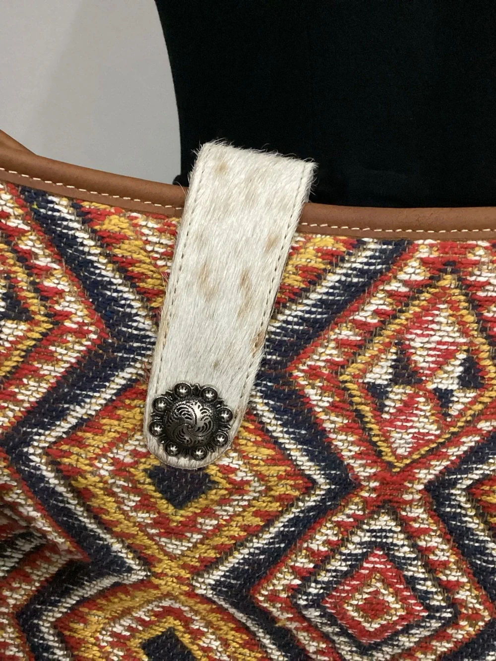 Myra Bag Leather Hide Woven Canvas Shoulder Bag Orange Embers Upcycled